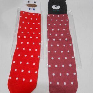 2 NEW Girls Knee high animal Character Socks one size cozy soft multi-colored 👸